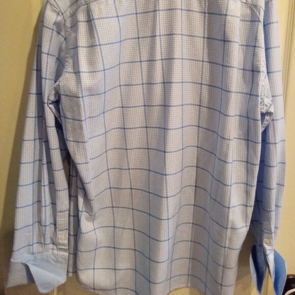 Steven Land Men's LIGHT BLUE STRIPED French Cuffs Dress Shirts - Picture 3 of 4